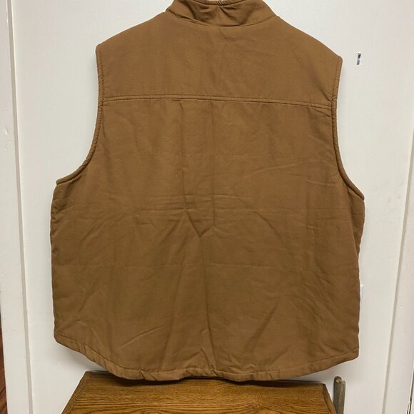 XXL Lee Men's Zip-Up Sherpa Lined Duck Canvas Workwear Vest Tobacco - Picture 6 of 9